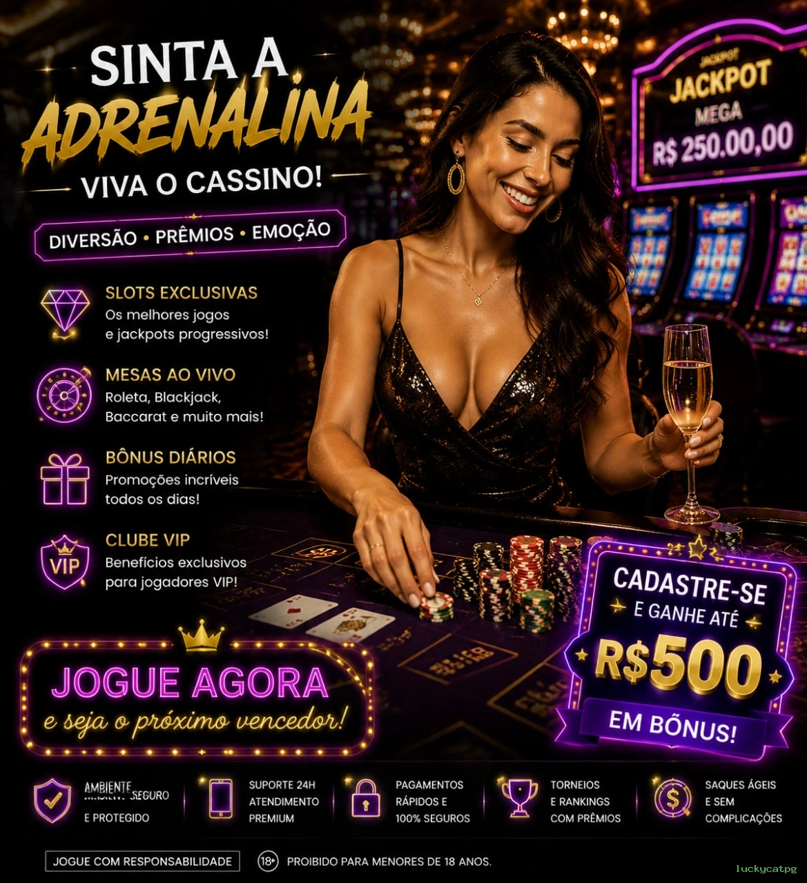 Bônus boas-vindas luckycatpg R$100
